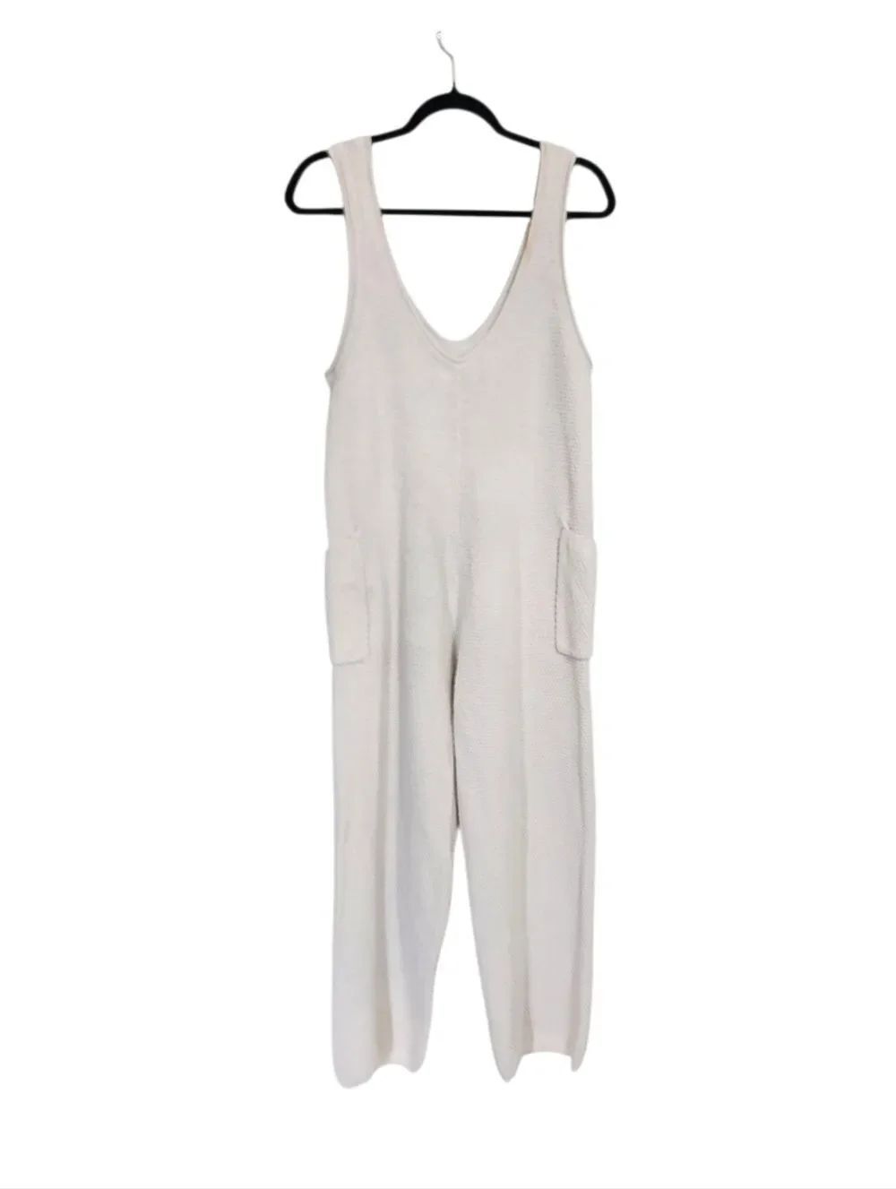 By Together Cream Crocheted Jumpsuit Overalls S Cotton Granola Indie Minimalist